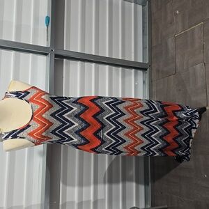 Mlle Gabrielle Chevron Patterened Floor Lenth‎  Dress Size Small